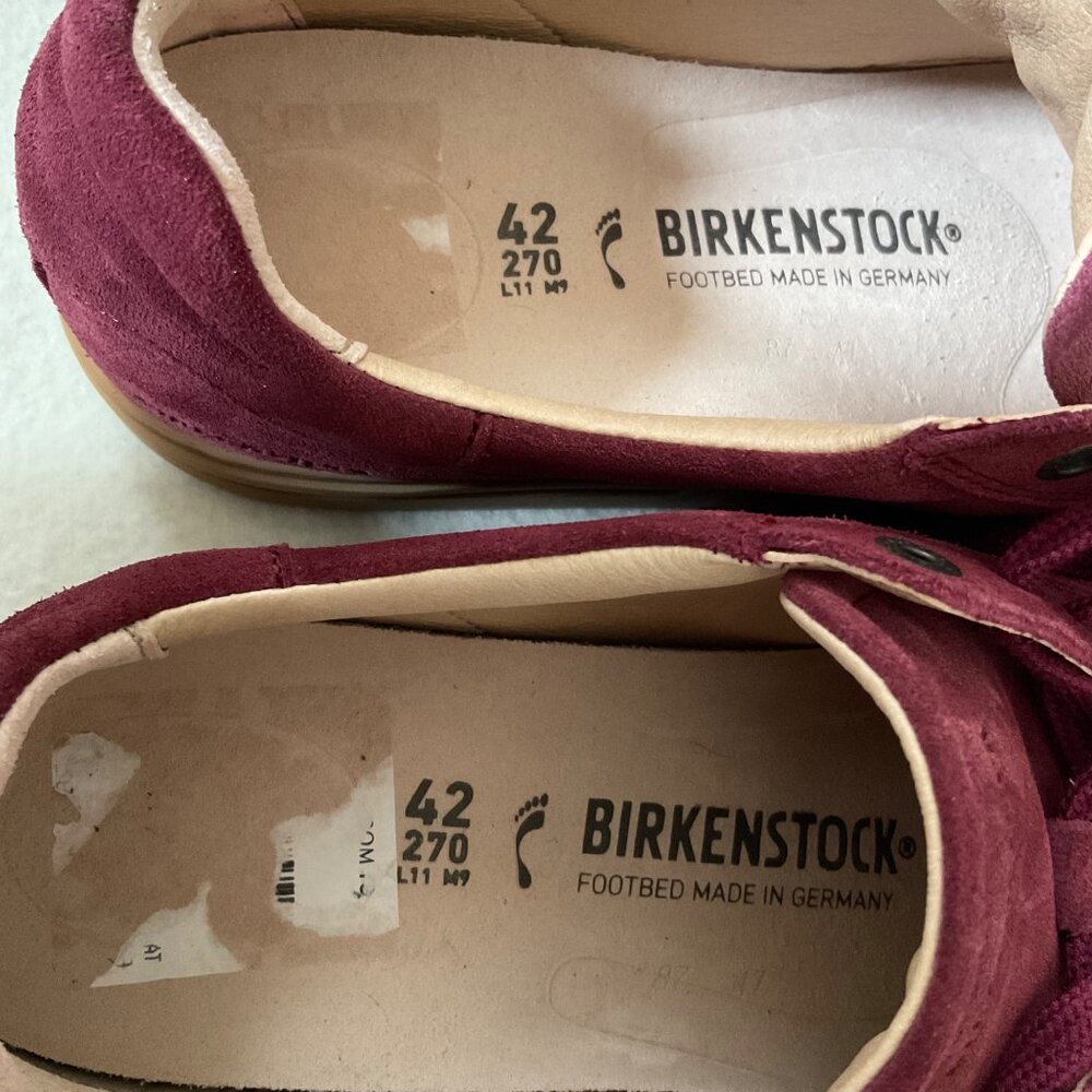 NEW BIRKENSTOCK BURGANDY red suede leather sneaker shoes MENEU42 US9 WOMEN 10.5 - Picture 9 of 9